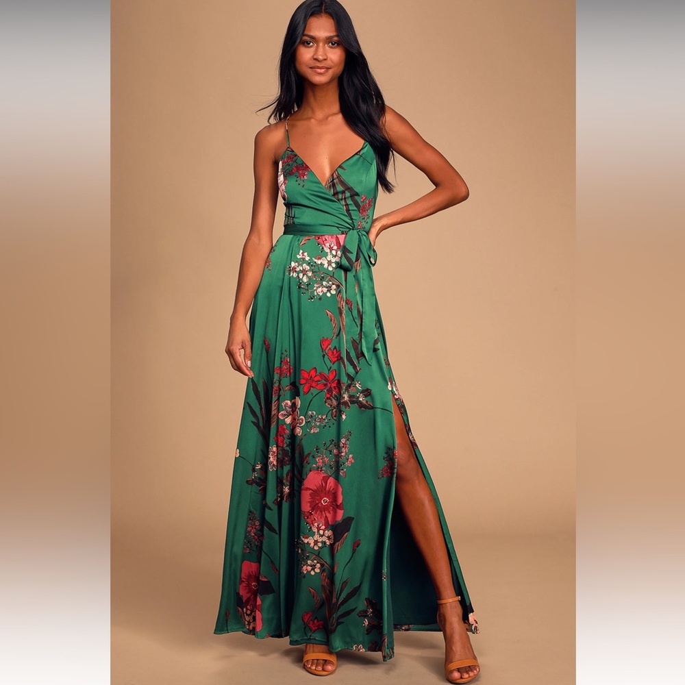 Lulu’s XL Floral Satin Dress NWT